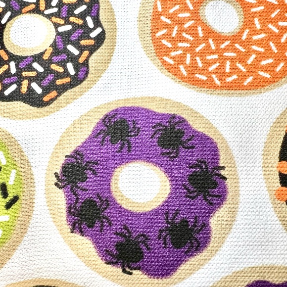 Set of 2 Halloween Doughnuts Kitchen Towels Iced in Spooky Colors Bats Spiders - Picture 8 of 12